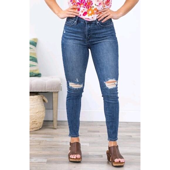 Judy Blue Mid Rise Skinny Stretch Jeans Size 11/30 JB8271 Boho Classic Coastal - Picture 1 of 10